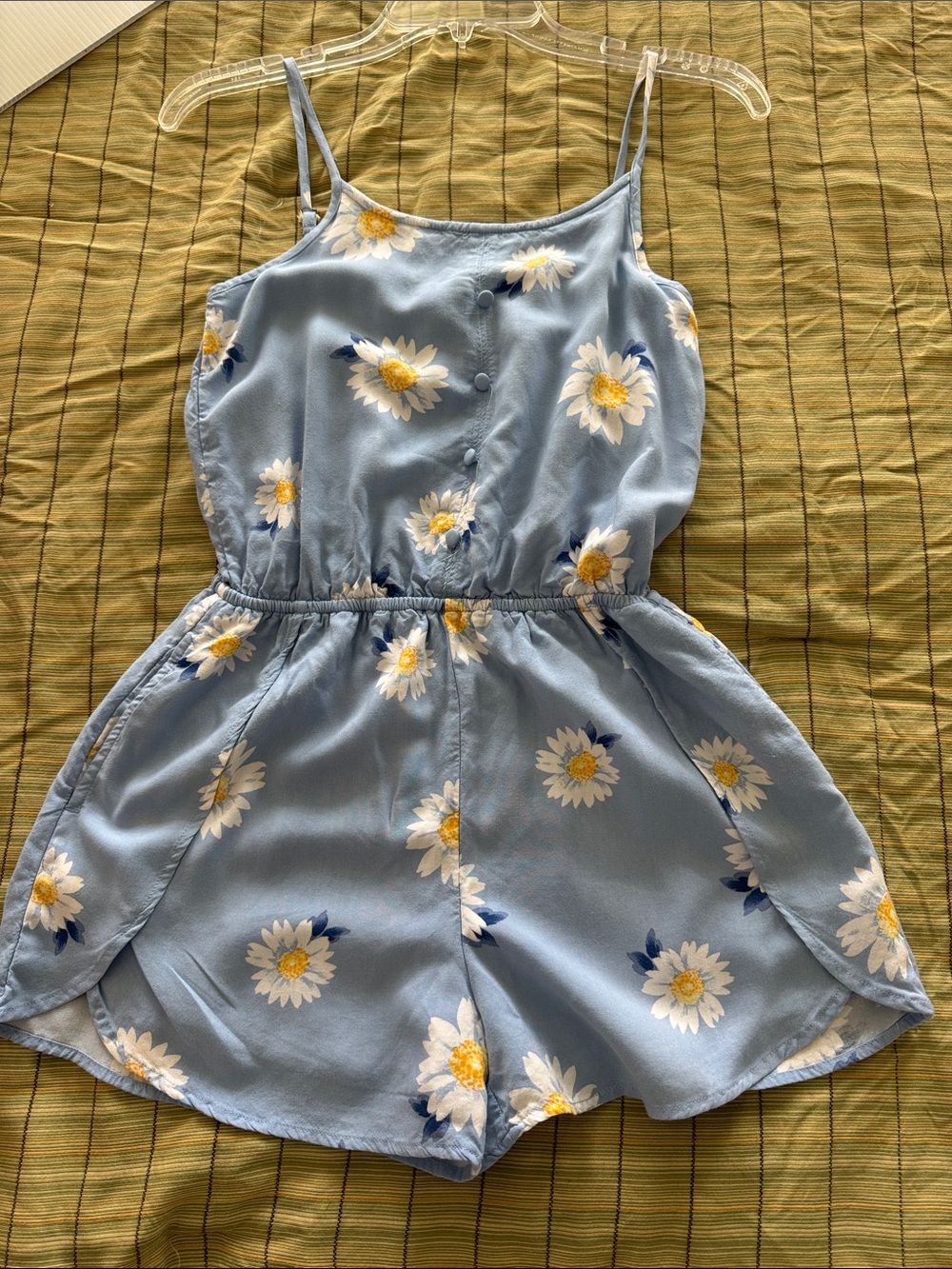 Blue Daisy Print Girls' One-Piece Romper